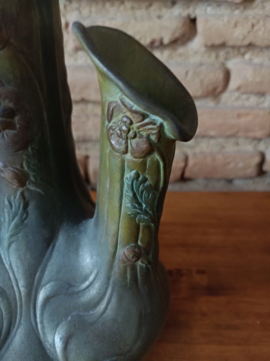 Vase Tulipier En Régule Art-nouveau -photo-3