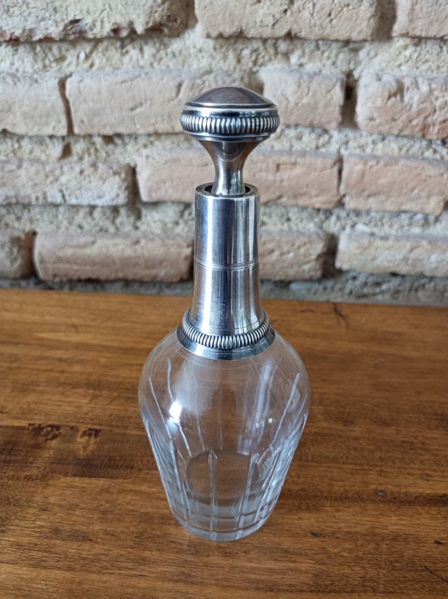 Carafe à Liqueur En Cristal Et Argent Massif, Poinçon Minerve