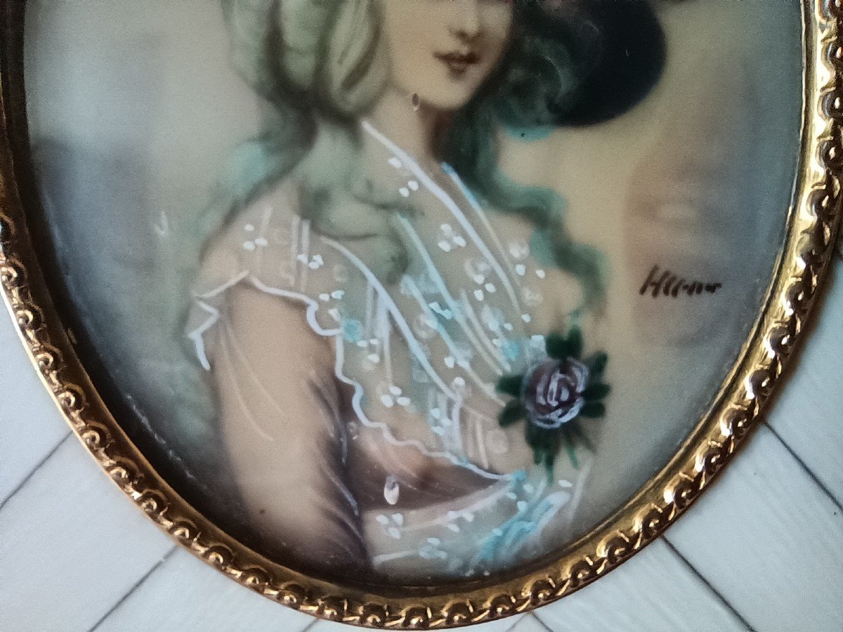 Miniature On Ivory Portrait Of An Elegant Woman  -photo-4