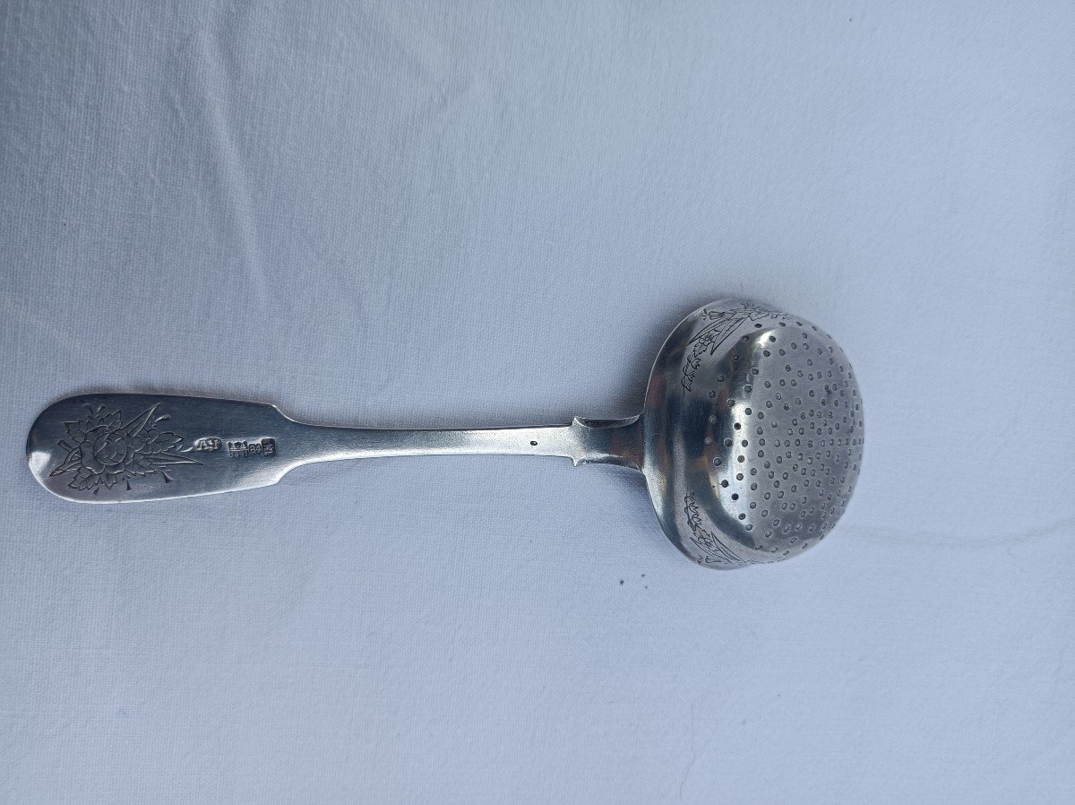 Sprinkling Spoon Sterling Silver Vermeil Russian Moscow 1891 XIX Century-photo-2