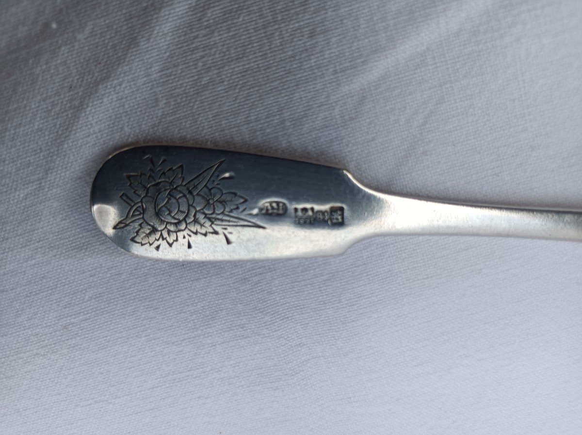 Sprinkling Spoon Sterling Silver Vermeil Russian Moscow 1891 XIX Century-photo-3