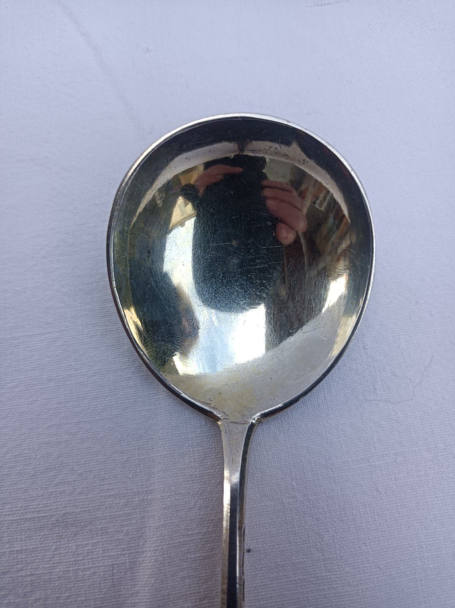 Large Caviar Spoon Russian Silver Vermeil Niello, Cyrillic 1878 Fedor Ivanov XIXth-photo-4