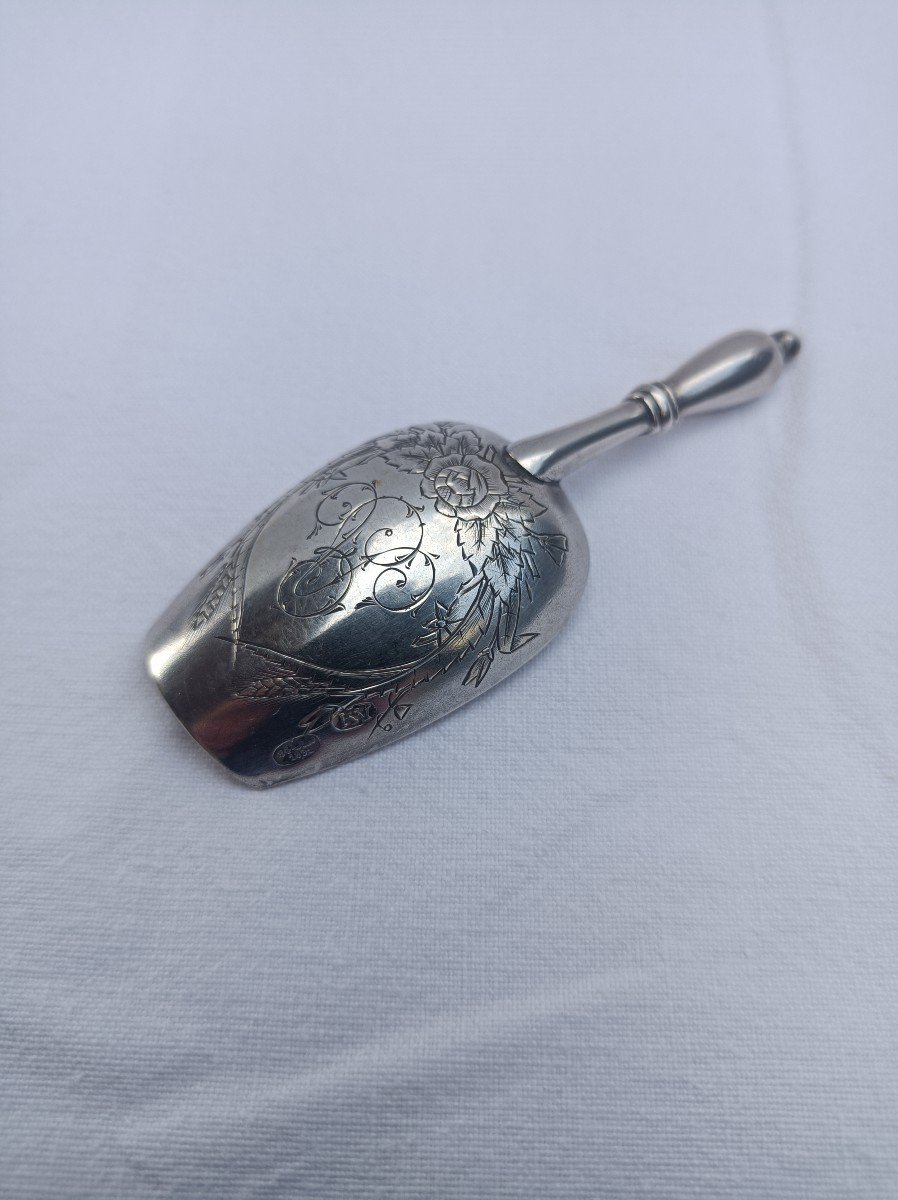 Tea Shovel Spoon Sterling Silver Vermeille Russian Moscow 1891 XIX Eme Century-photo-2