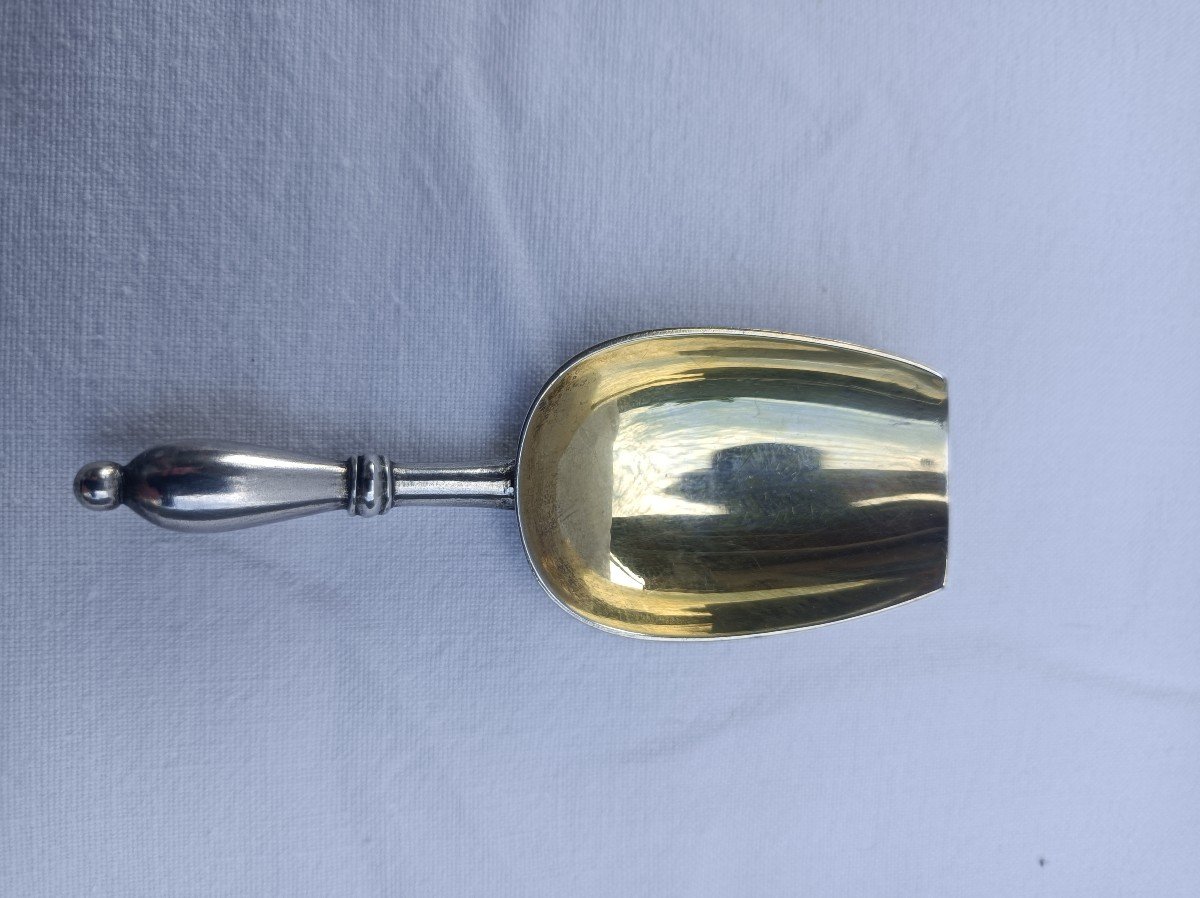 Tea Shovel Spoon Sterling Silver Vermeille Russian Moscow 1891 XIX Eme Century