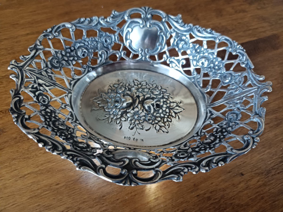 Small Filigree Basket Solid Silver Germany 19th Century-photo-2