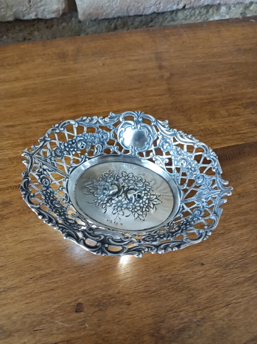 Small Filigree Basket Solid Silver Germany 19th Century