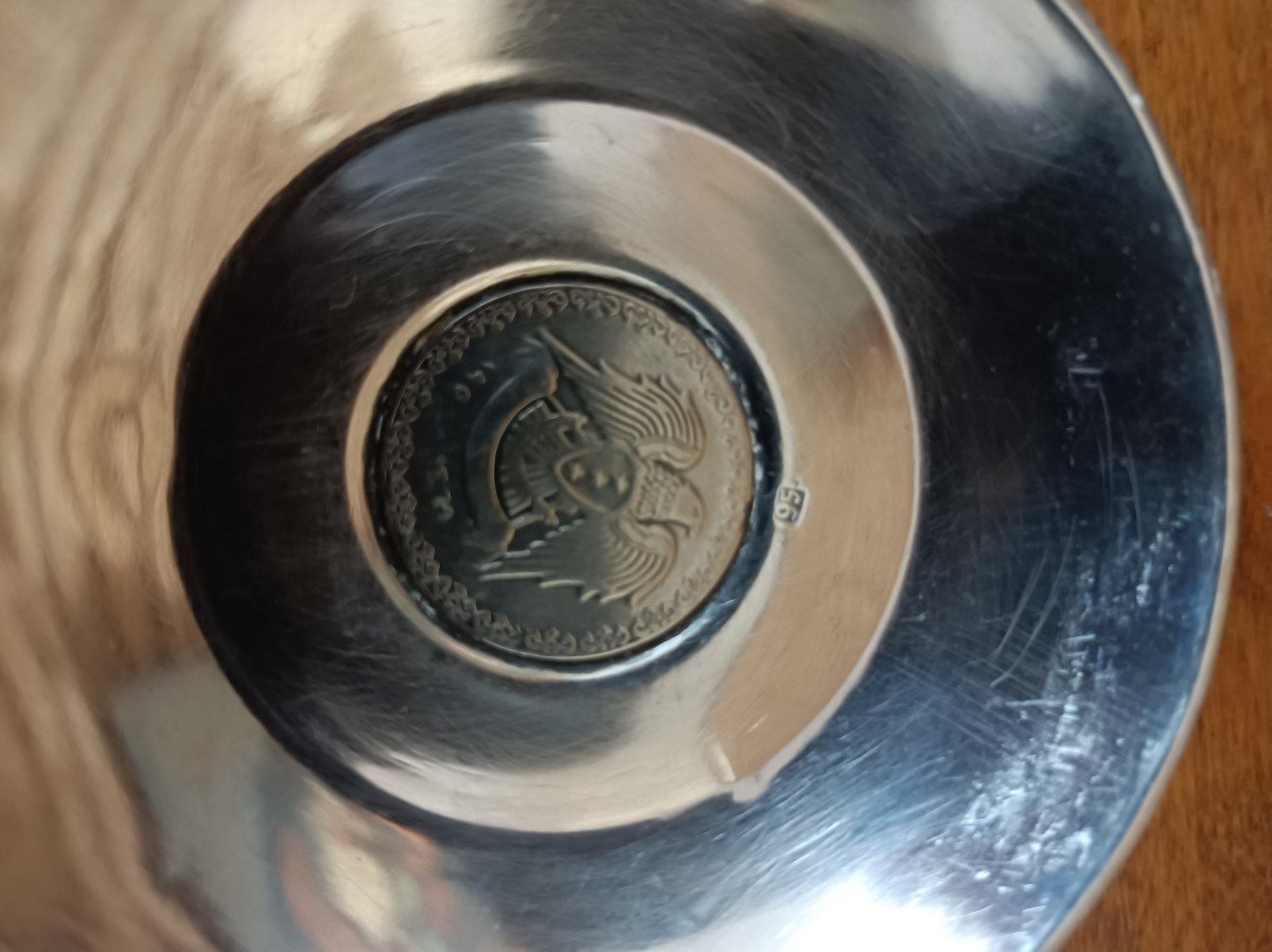 4 Solid Silver Bowls With Arabic Coins-photo-4