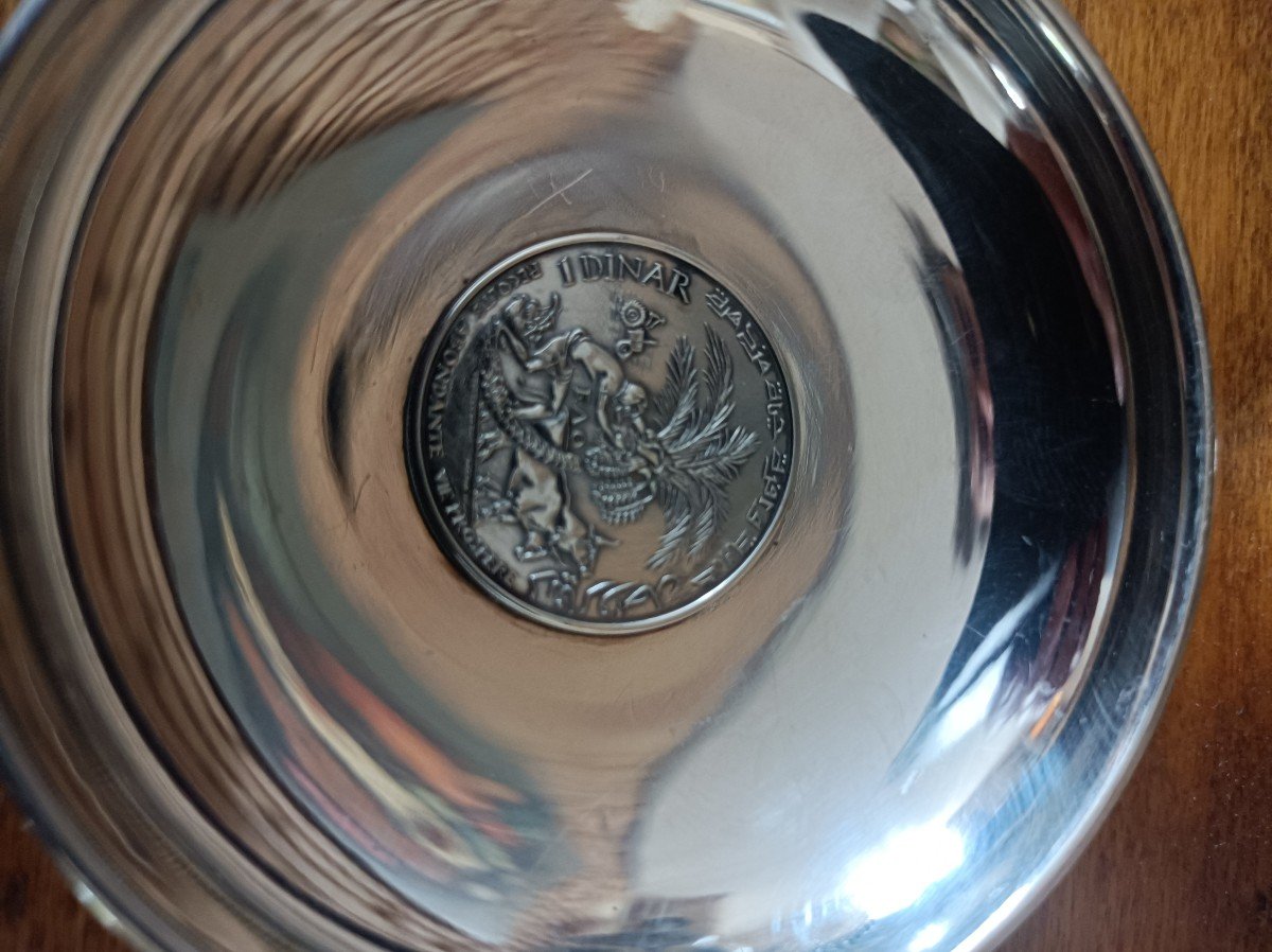 4 Solid Silver Bowls With Arabic Coins-photo-3