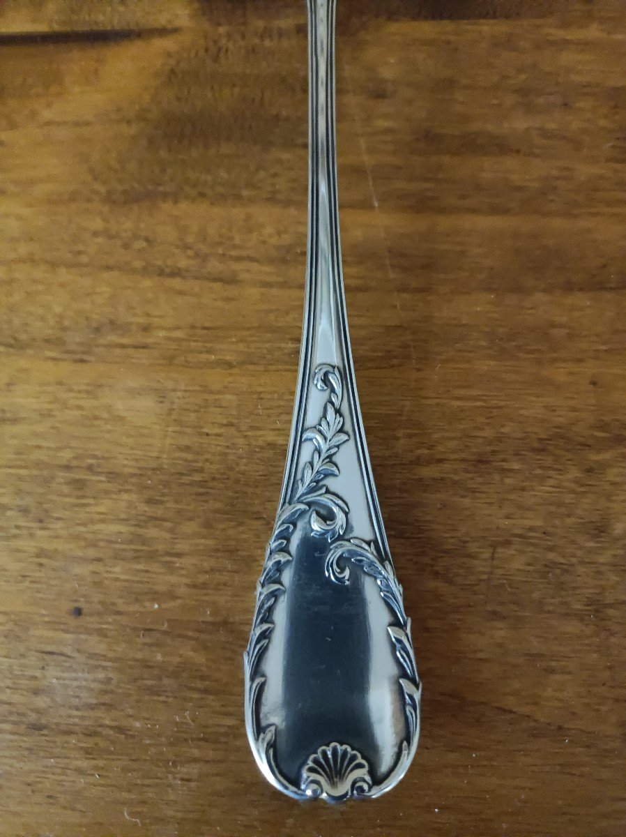 Solid Silver Ice Cream Spoon Goldsmith Gaudin & Dubray-photo-3