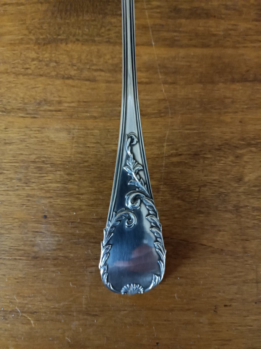 Solid Silver Ice Cream Spoon Goldsmith Gaudin & Dubray-photo-2