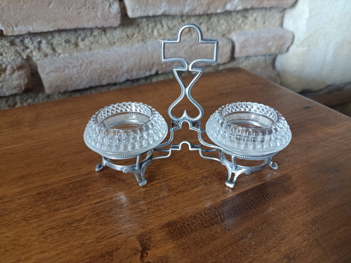 Rene Lalique Pair Of Japanese Model Salt Cellars Adapted From A Solid Silver Mount