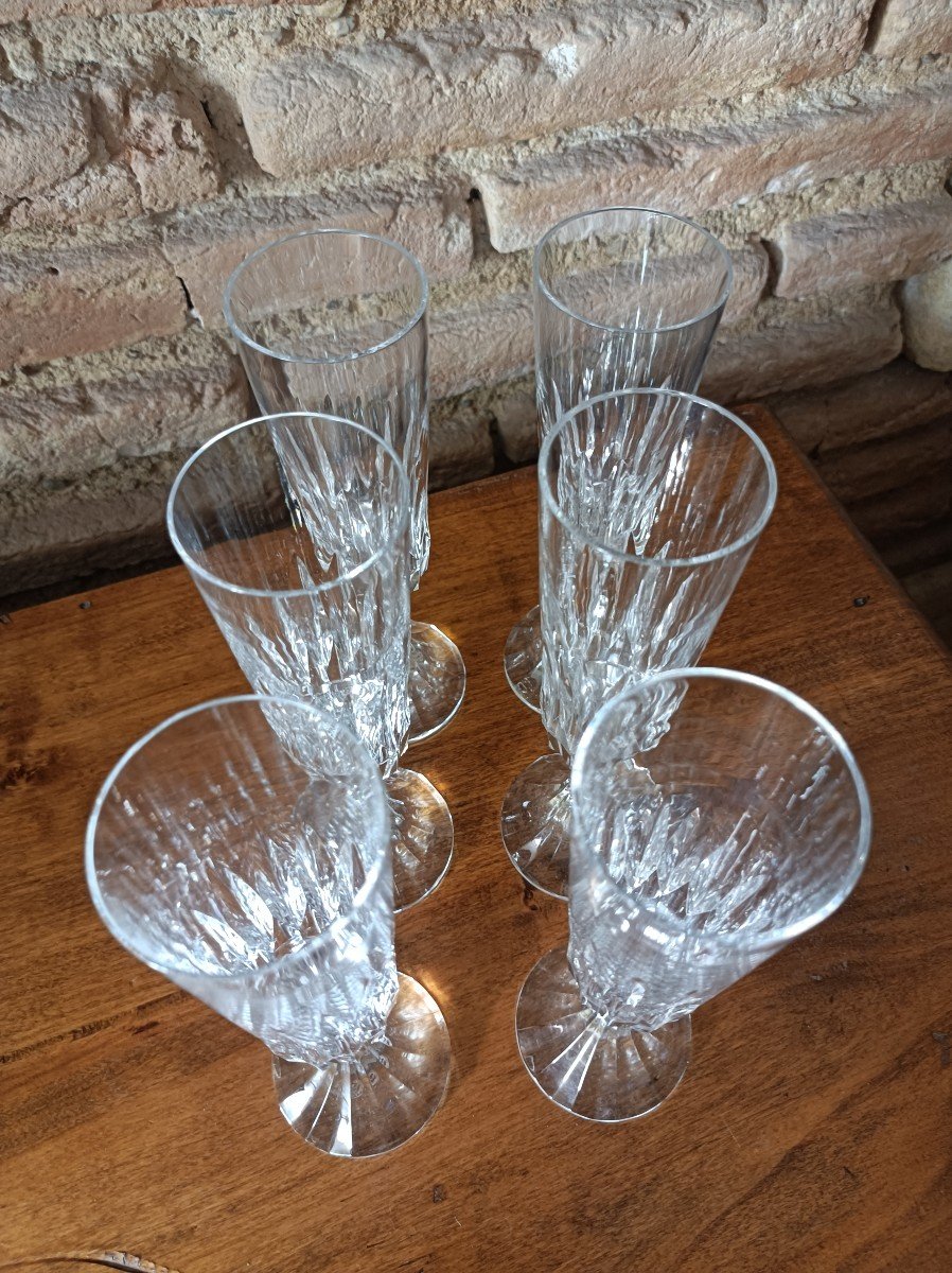 6 Verres A Eau Modèle Assas En Cristal De Baccarat 19,5 Cm Estampillé Sous Le Pied-photo-2