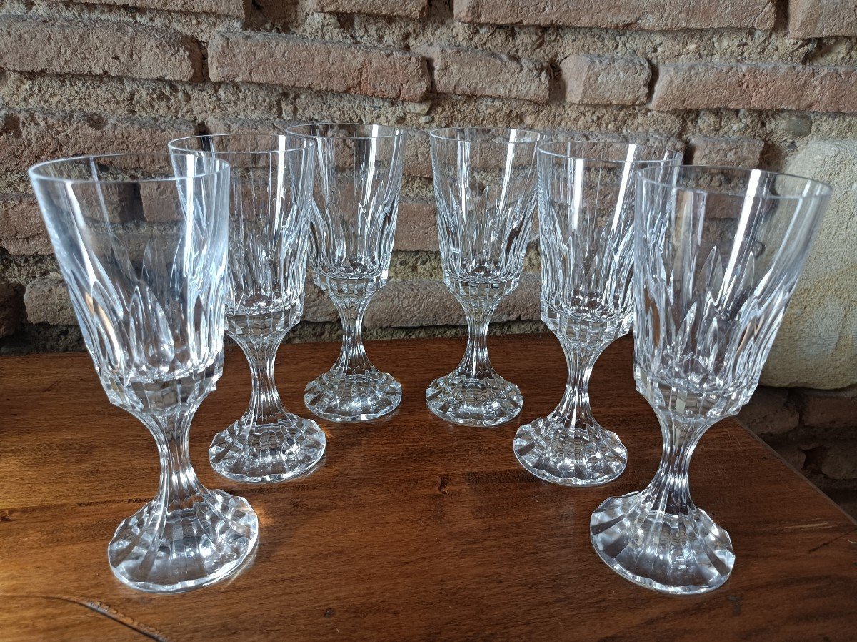 6 Verres A Eau Modèle Assas En Cristal De Baccarat 19,5 Cm Estampillé Sous Le Pied