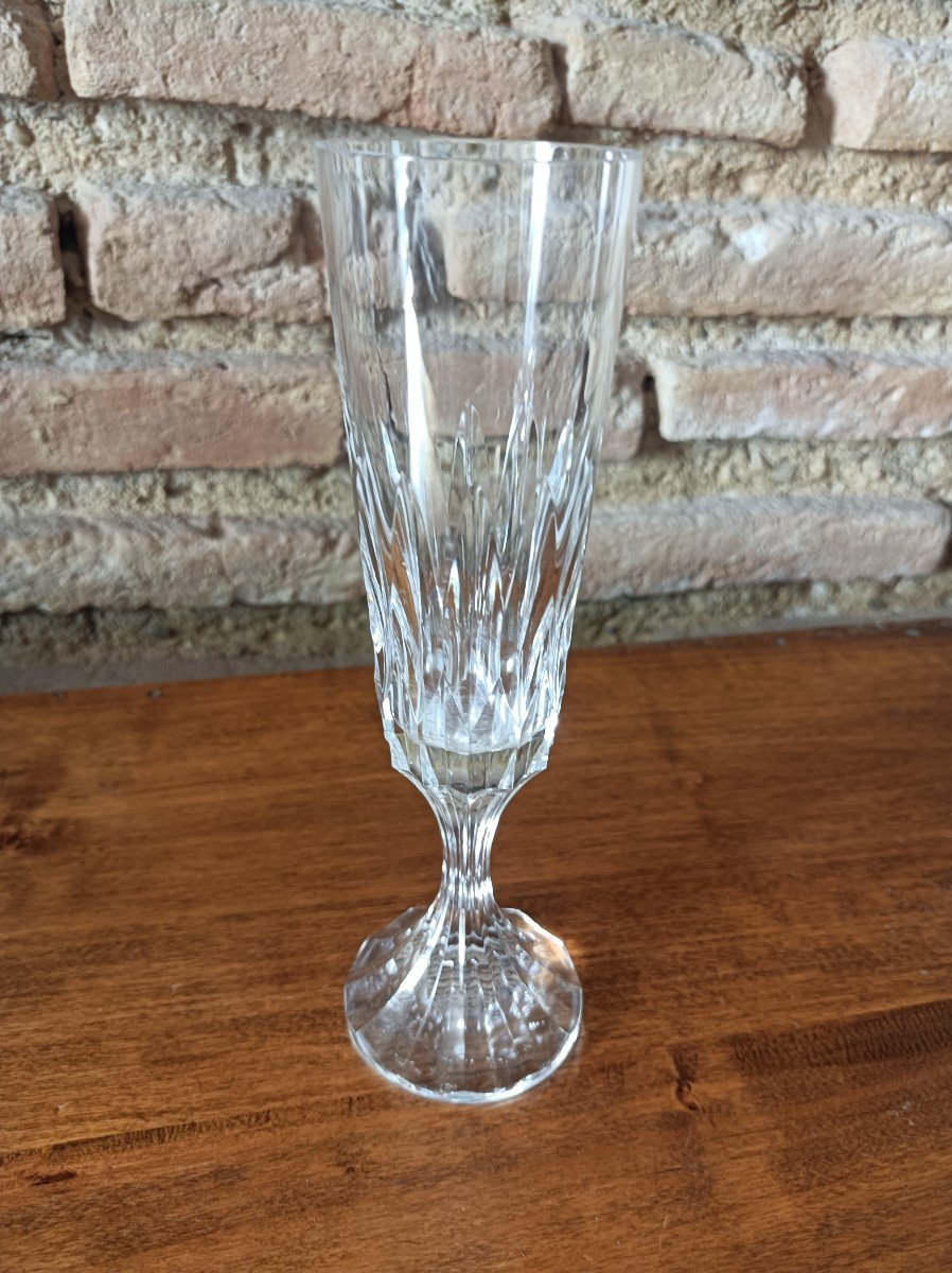 6 Flutes A Champagne  Modèle Assas En Cristal De Baccarat 21 Cm Estampillé Sous Le Pied-photo-3