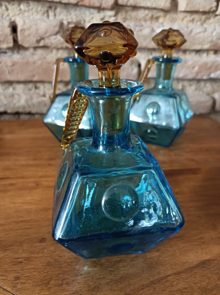 3 Blue And Amber George Sand Bottles-photo-3