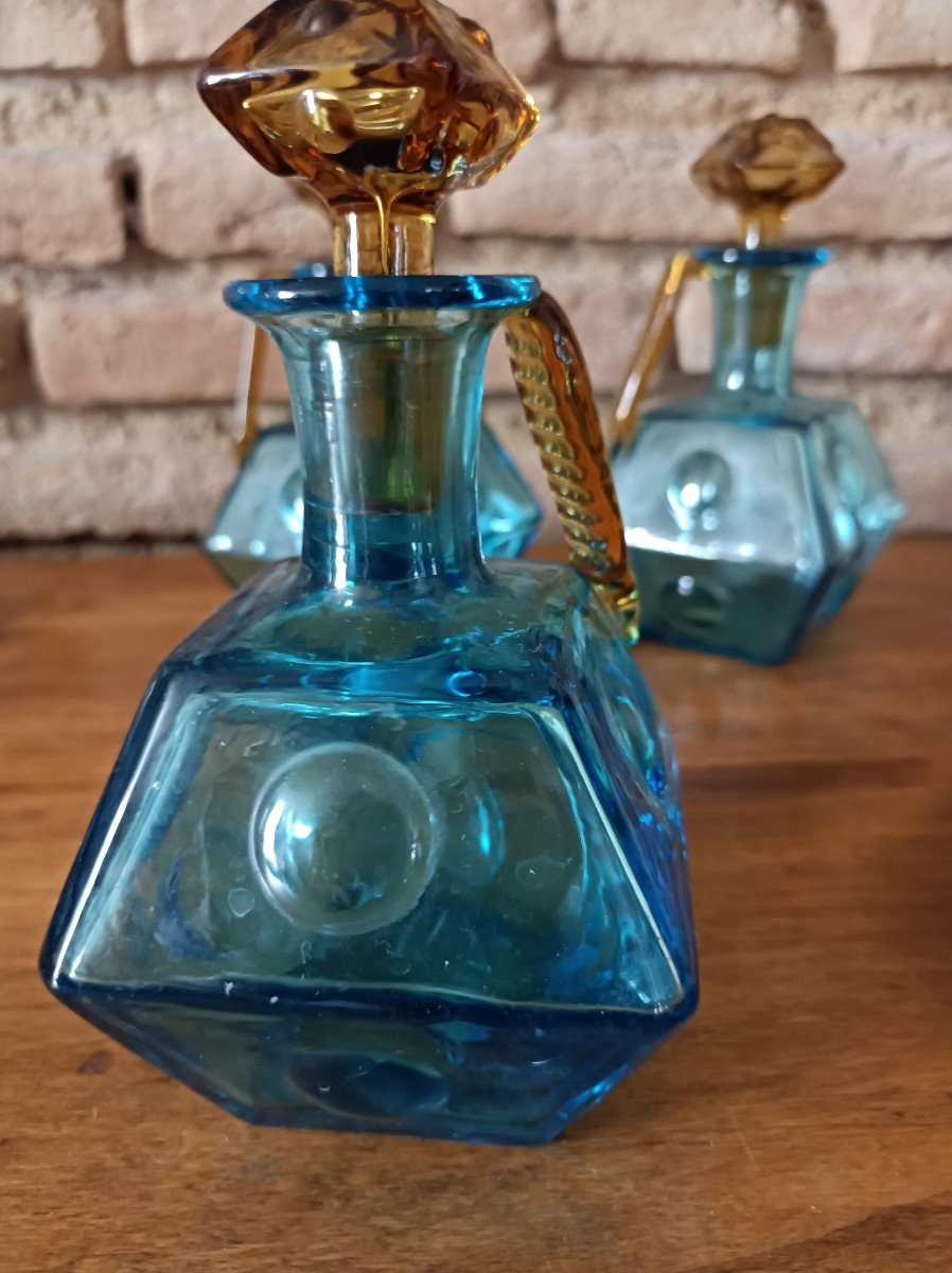 3 Blue And Amber George Sand Bottles-photo-1