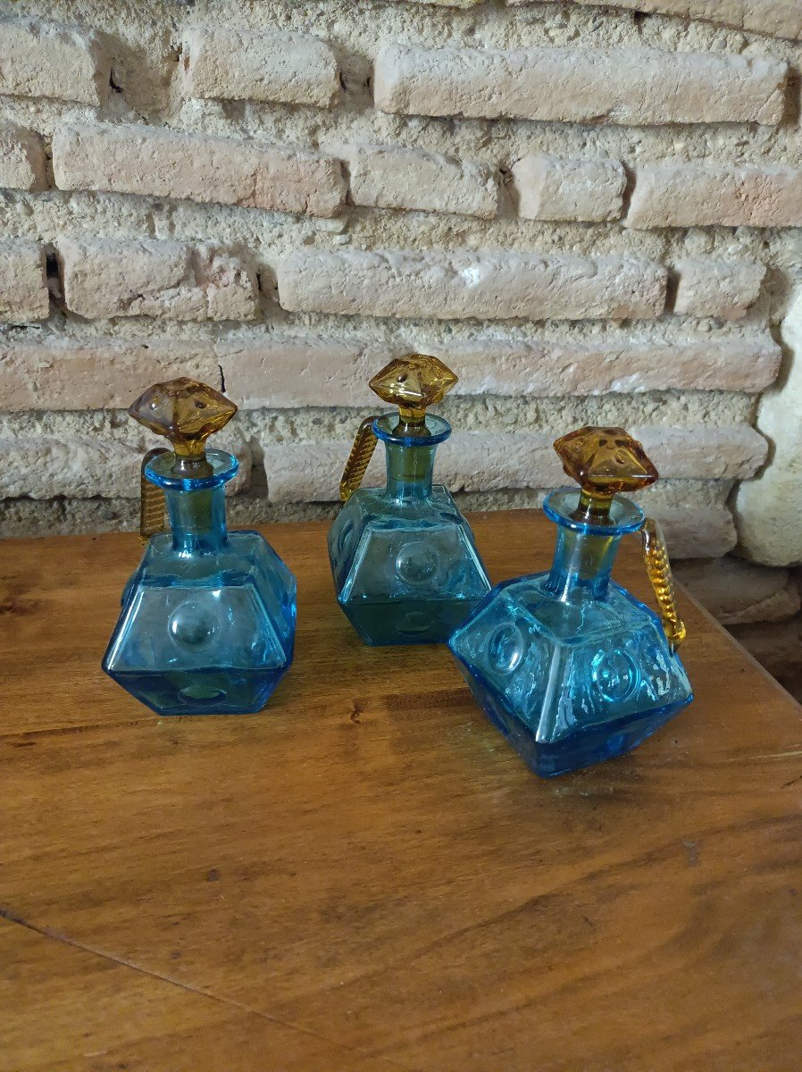 3 Blue And Amber George Sand Bottles