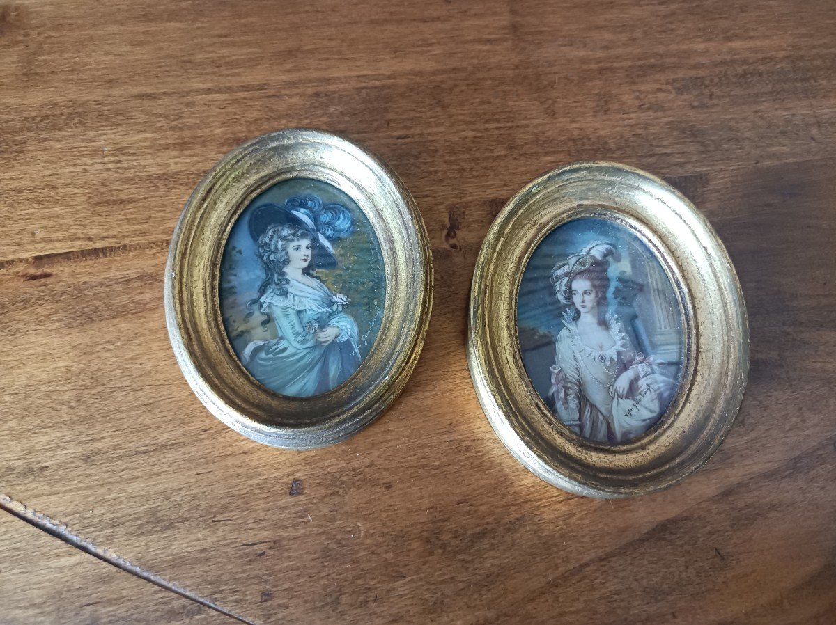 Paire De Miniature Sur Ivoire, XIXème  d'Après T. Gainsborough