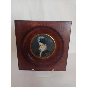 Miniature Portrait On Ivory Framed Of The King Of France Charles Ix, 19th Century