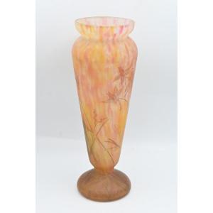 Vase Pâte De Verre Art Nouveau Des Ateliers Paul Daum Signe Mado 