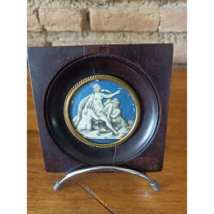 The Birth Of Venus Miniature In Grisaille On Ivory In Blackened Wood Frame 19th Century 