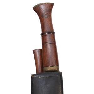 Very Large Kukri And Its Two Auxiliary Knives, Gurkha People, Nepal, Late 20th Century