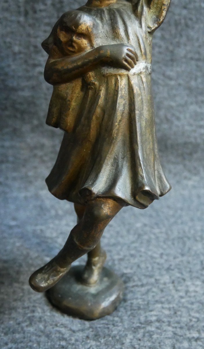 Louis Fontinelle, Sculpture En Bronze, Fillette à La Poupée, Mascotte, Art Déco, 1930-photo-3