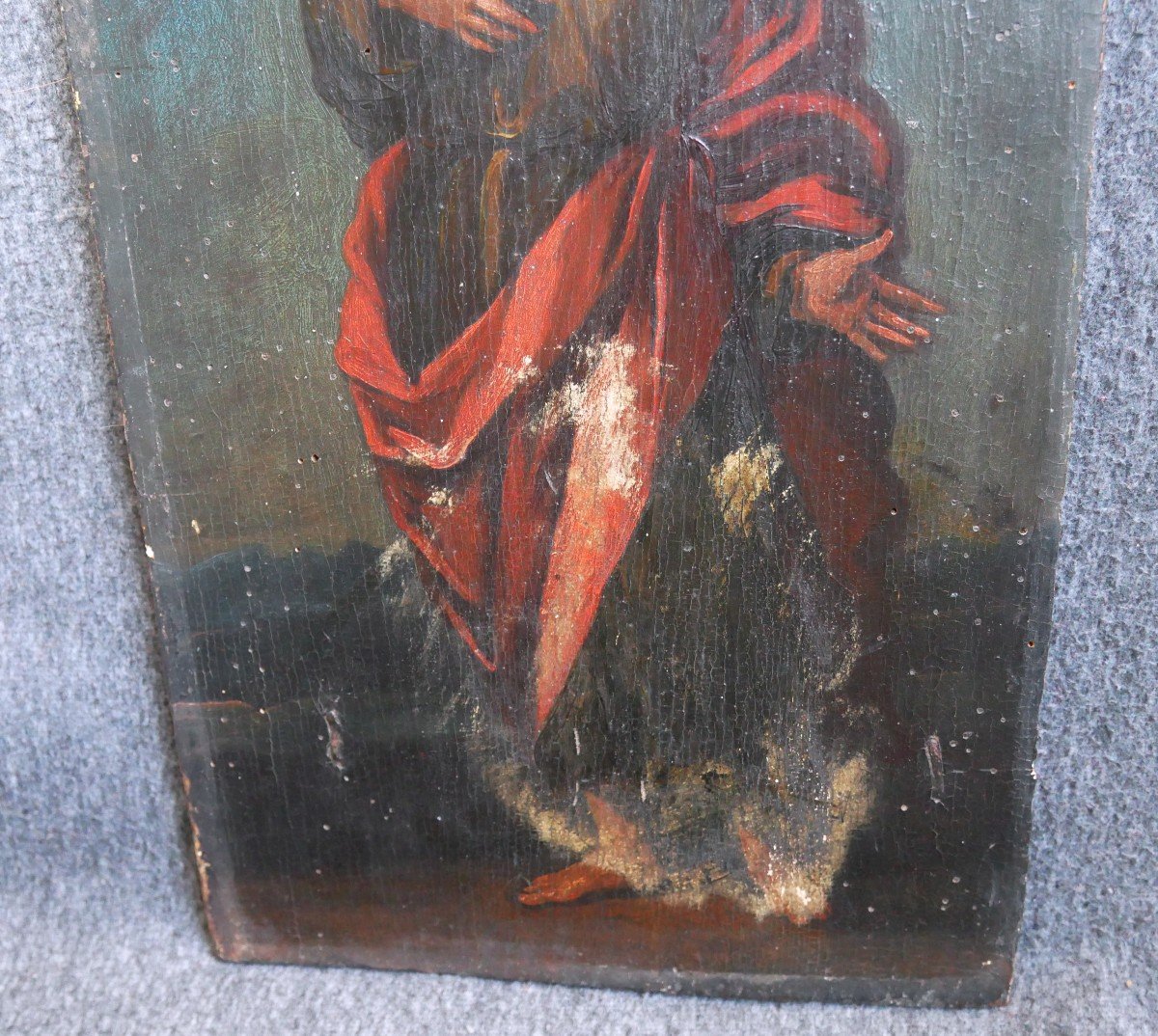 Religious Painting, Saint, Oil On Panel, 17th, 18th Century-photo-3