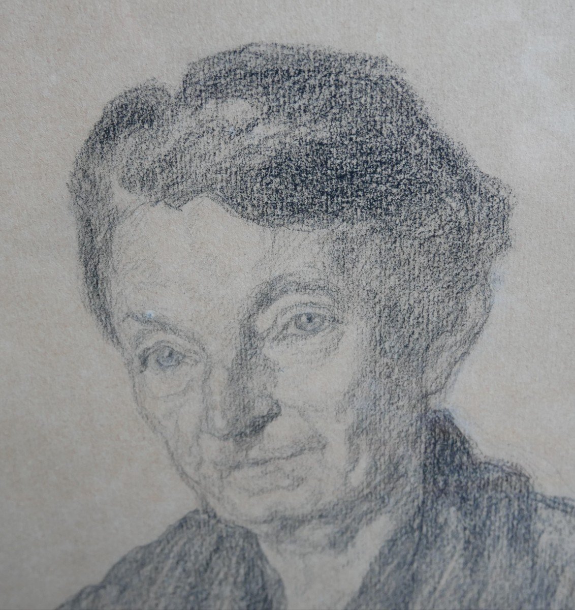 Alexis De Broca, Portrait d'Une Femme, Fusain Sur Papier, 1942, XXème-photo-2