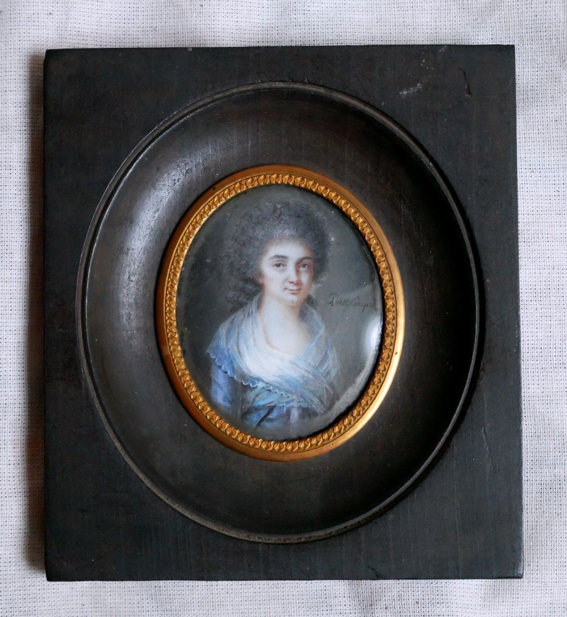 Simon Petit De Coupray, Miniature Portrait Of A Woman Of Quality, 18th Century-photo-2