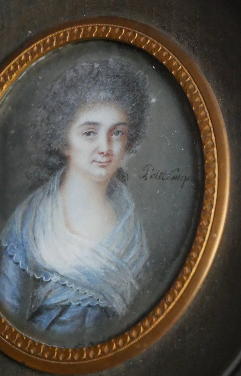 Simon Petit De Coupray, Miniature Portrait Of A Woman Of Quality, 18th Century-photo-4