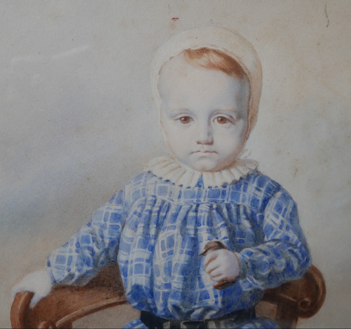 Guido Gonin, Portrait Of A Young Child, Ink On Paper, 19th Century-photo-2