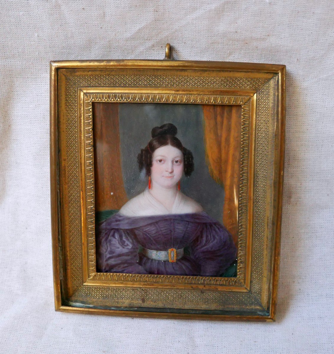 Giuseppe Sacco, Portrait Miniature d'Une Femme De Qualité, Empire, XIXème Siècle