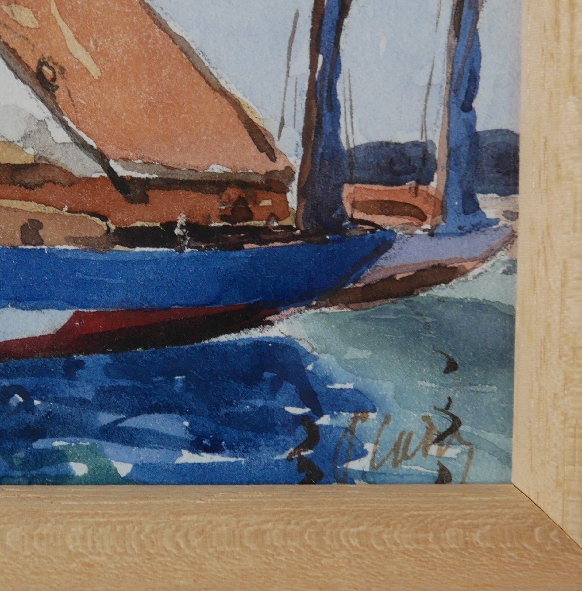 Marine, Portrait Of Fishing Boat, Watercolor On Paper, Brittany, 1900-photo-3