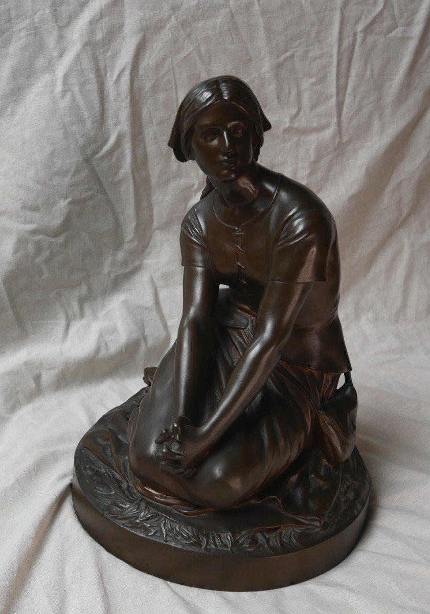 Henri Chapu, Jeanne d'Arc, Sculpture En Bronze, Barbedienne Fondeur, 34cm, XIXème siècle