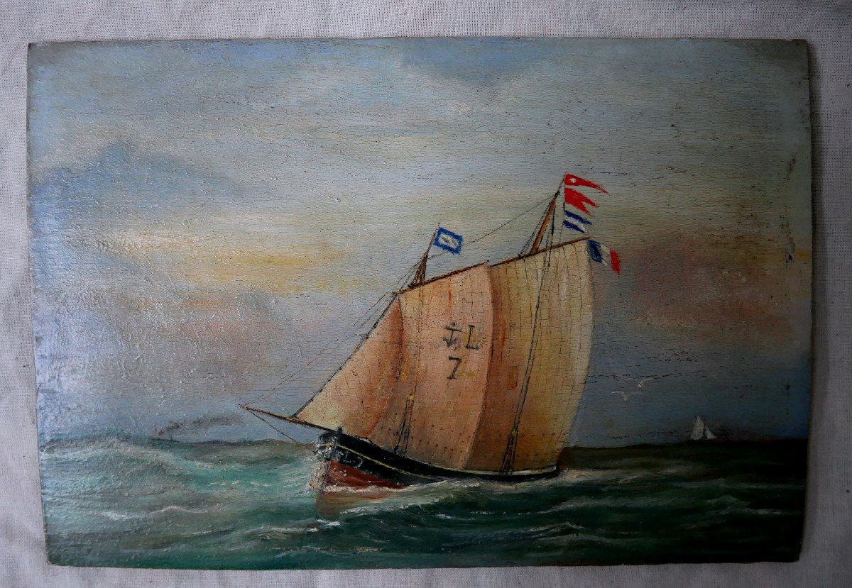 Oil On Panel, Marine, Pilot Boat, 19th Century