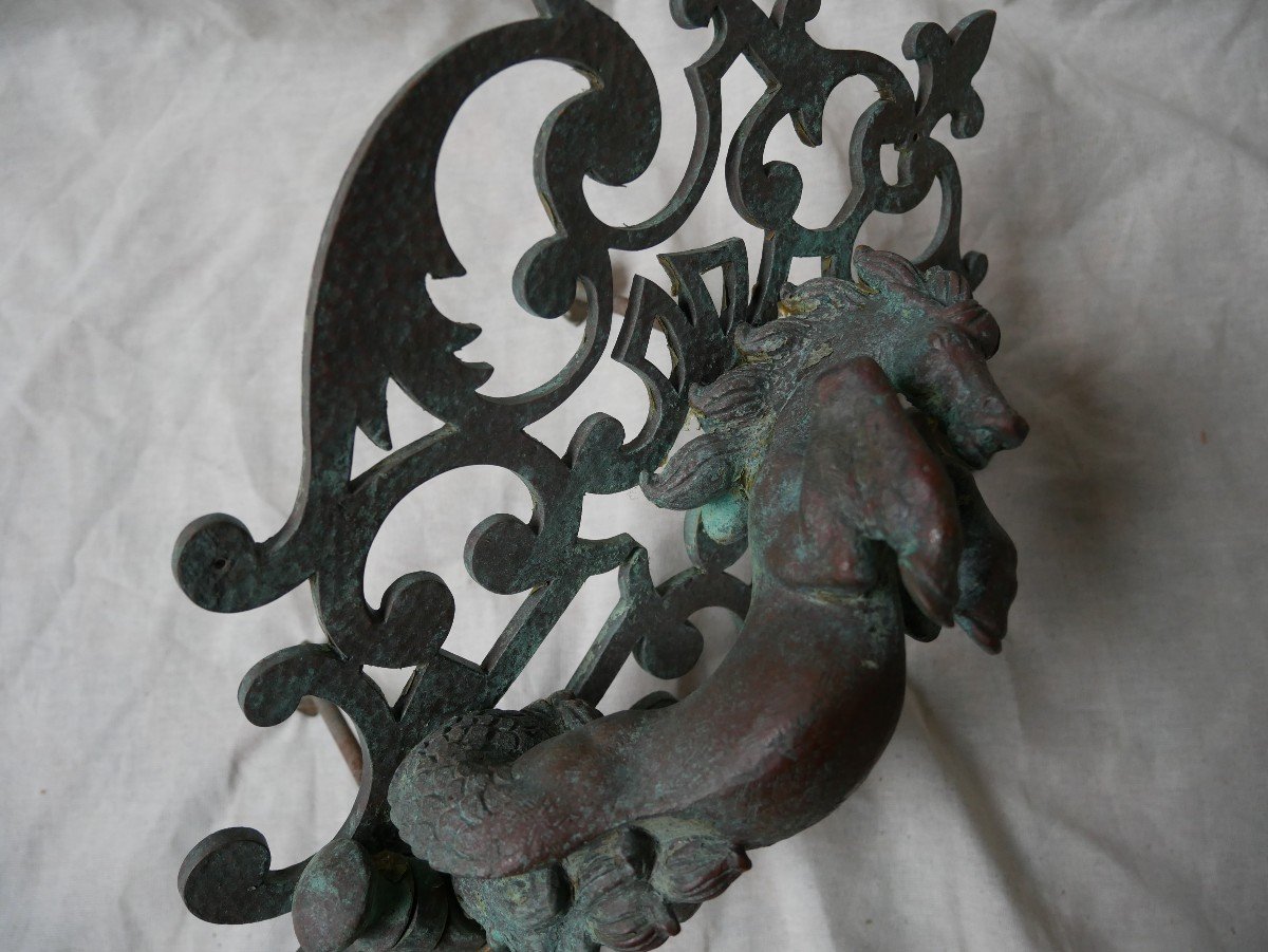 Bronze Door Knocker, Rearing Horse Decor, Louis XV Style, 20th Century-photo-3