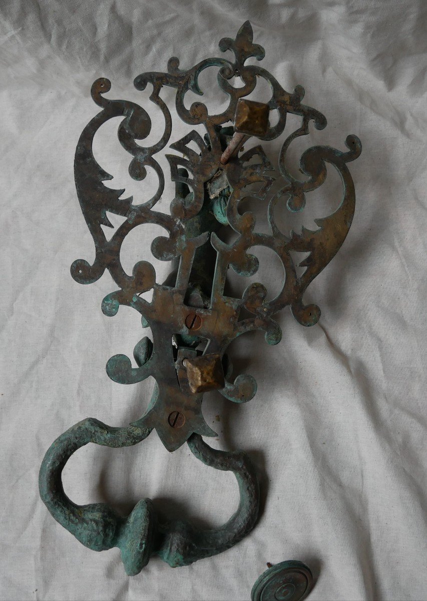 Bronze Door Knocker, Rearing Horse Decor, Louis XV Style, 20th Century-photo-4