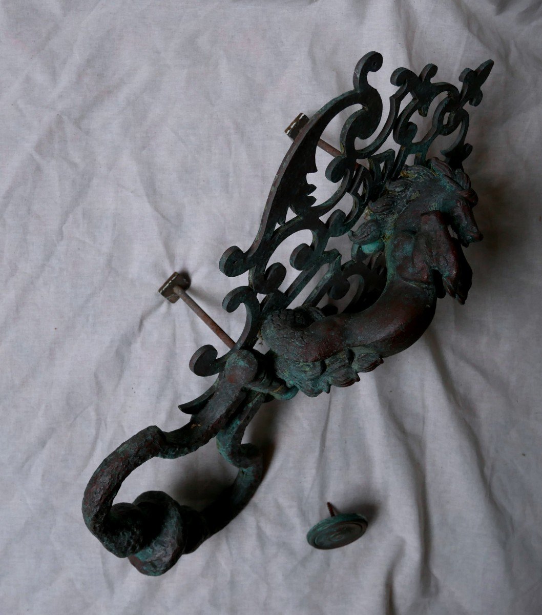 Bronze Door Knocker, Rearing Horse Decor, Louis XV Style, 20th Century