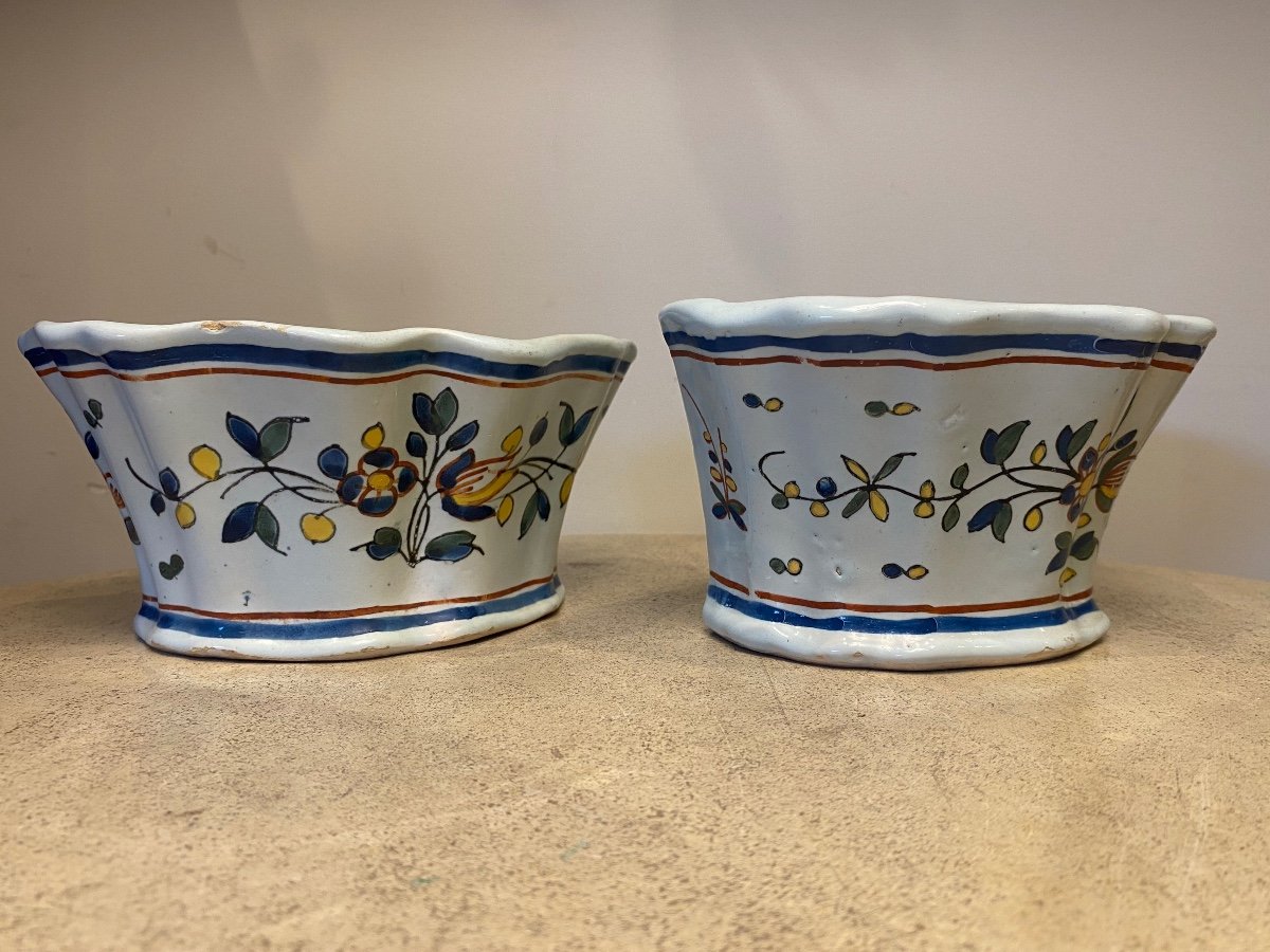 Pair Of Wall Flowergirls In Earthenware From Sinceny Or From Rouen, 18th Century-photo-5