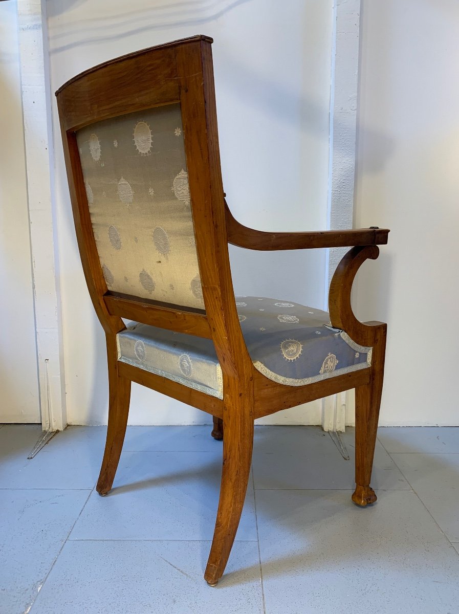 Officer's Armchair With Lion's Paws, Walnut, Empire/consulate Period-photo-1