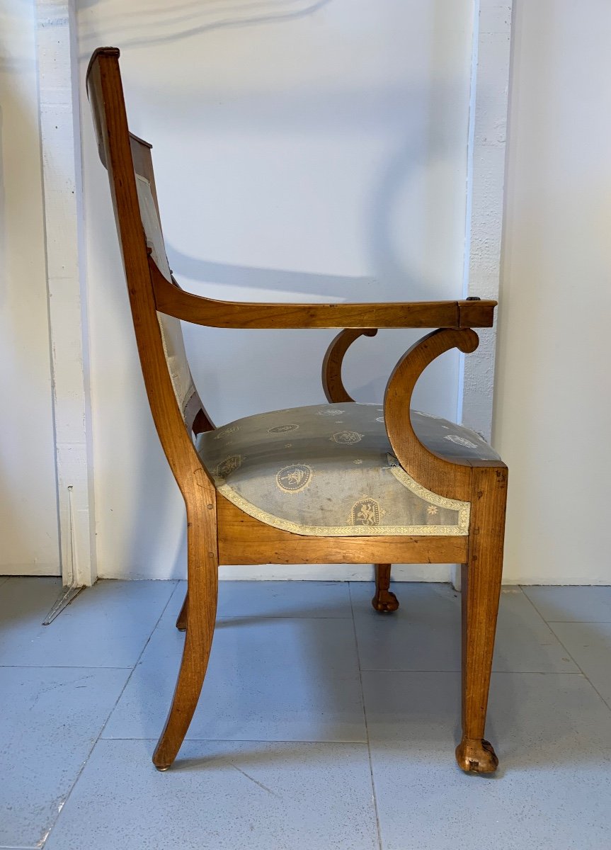 Officer's Armchair With Lion's Paws, Walnut, Empire/consulate Period-photo-2