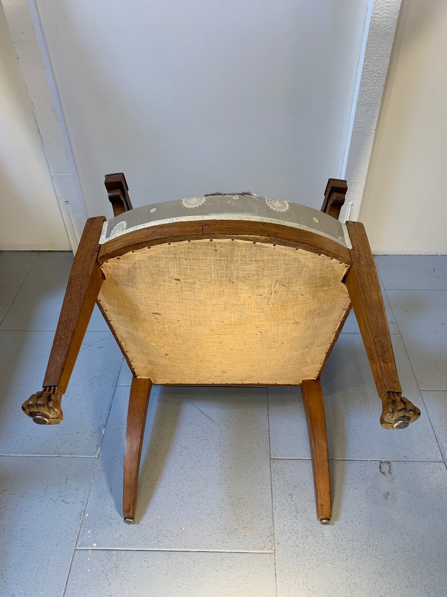 Officer's Armchair With Lion's Paws, Walnut, Empire/consulate Period-photo-8