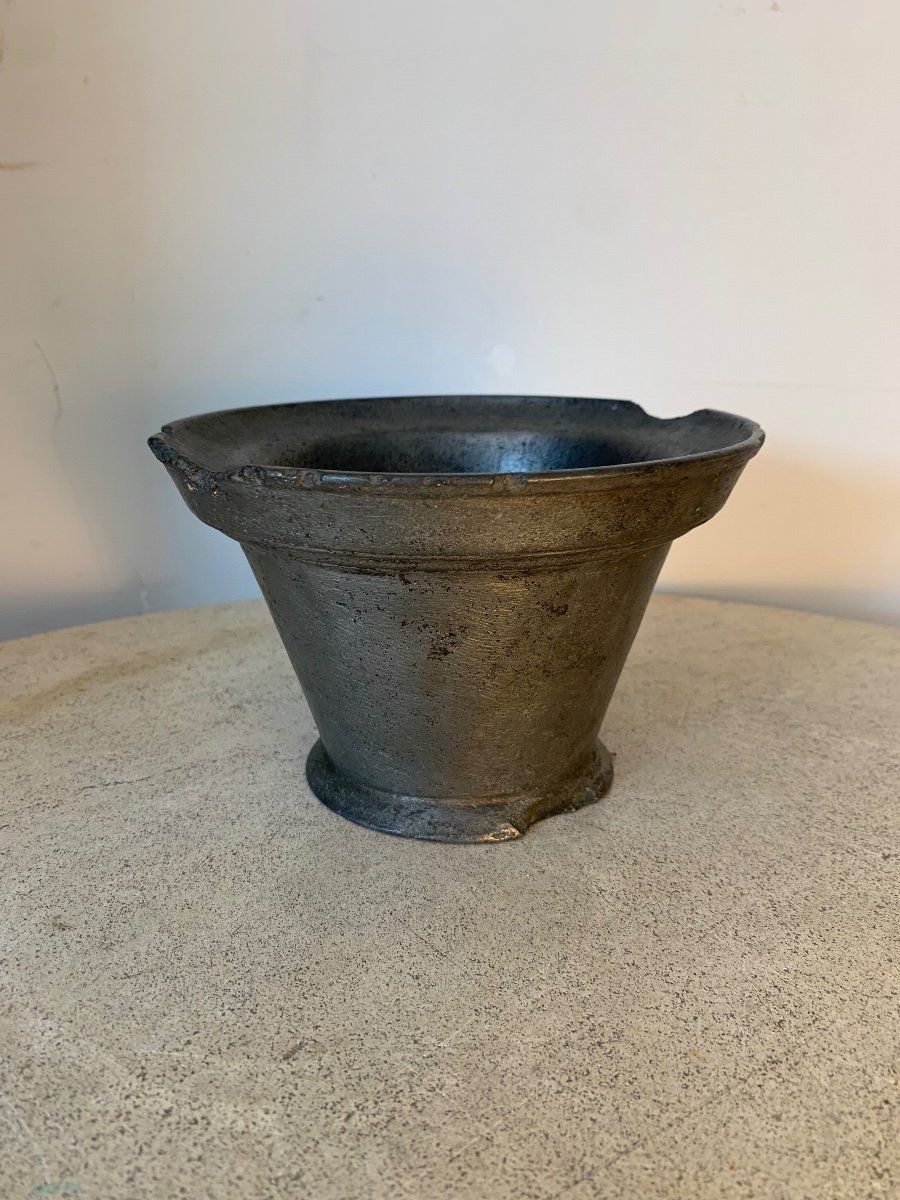 Apothecary Mortar In Bronze Dated From The Year 1782, Late 18th Century-photo-2