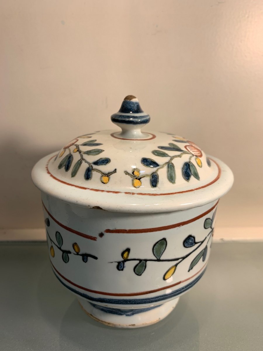 Covered Earthenware Pot From Sinceny Or Rouen, Late 18th Century-photo-3