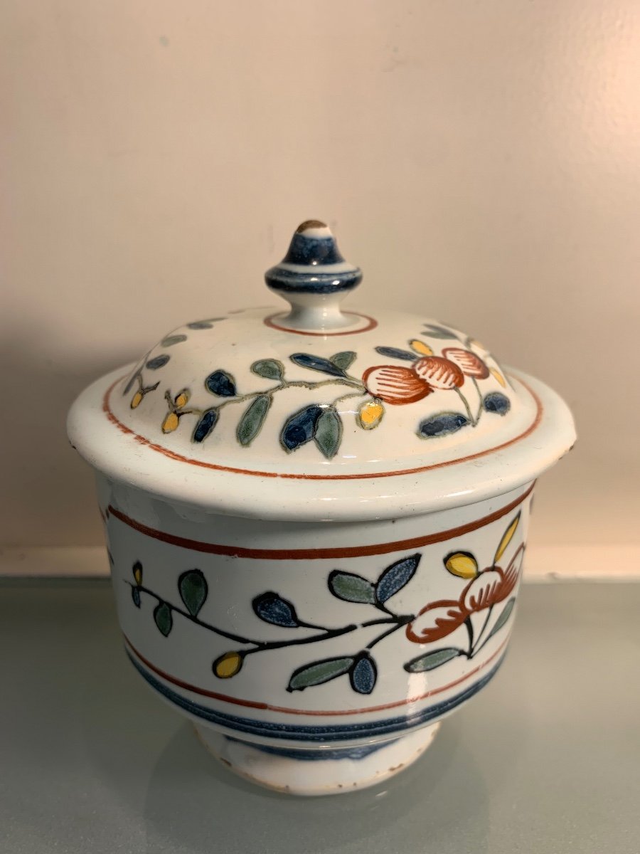 Covered Earthenware Pot From Sinceny Or Rouen, Late 18th Century-photo-4