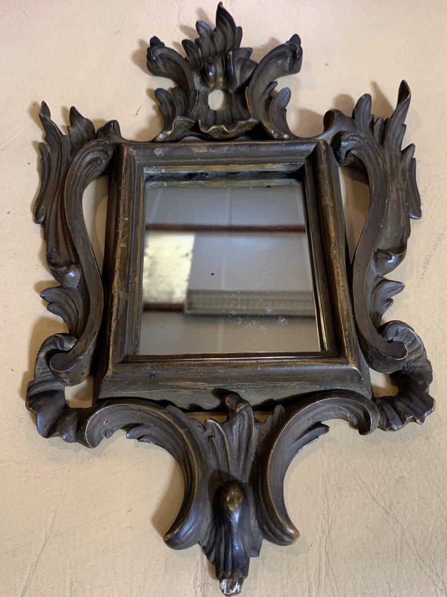 Small Baroque Style Carved Wooden Wall Mirror, Late 19th/early 20th Century-photo-2