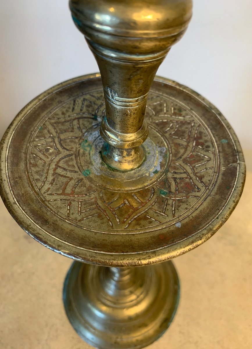 Ottoman Bronze Candlestick, 18th Century-photo-5