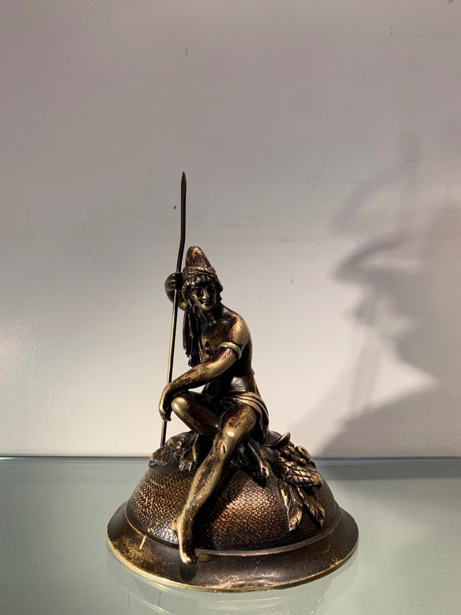 Bronze Statuette, Allegory Of The Myth Of The Noble Savage, Late 18th Century Period-photo-3