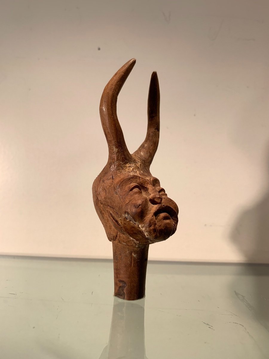 Devil's Head Pipe Case In Briar Root, Folk Art, 19th Century-photo-4